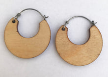 Load image into Gallery viewer, Small Wooden Hoop Earring