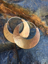 Load image into Gallery viewer, Brass Sun Ray Hoop Earring