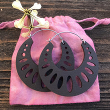 Load image into Gallery viewer, Cacao Wooden Geometric Hoop Earring