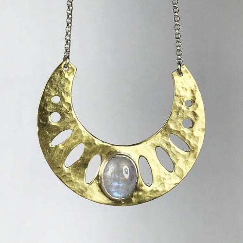 Moonstone Geometric Necklace SOLD