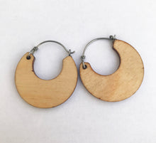 Load image into Gallery viewer, Small Wooden Hoop Earring
