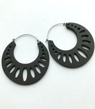 Load image into Gallery viewer, Cacao Wooden Geometric Hoop Earring