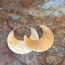 Load image into Gallery viewer, Brass Hammered Hoop Earring