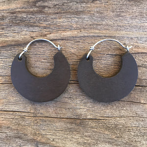 Small Cacao Wooden Hoop Earring