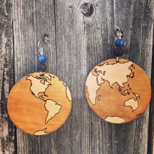 Load image into Gallery viewer, Large Wooden Earth Earring